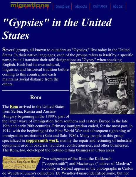 Smithsonian Education: "Gypsies" in the United States Handout Smithsonian Education: "Gypsies" in the United States Handout