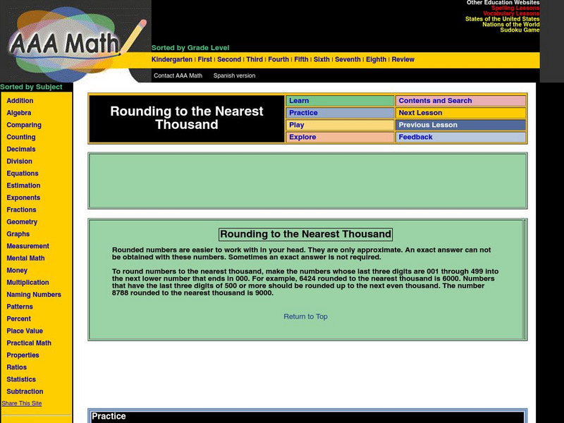 Aaa Math: Round to Nearest Thousand Unit Plan Aaa Math: Round to Nearest Thousand Unit Plan