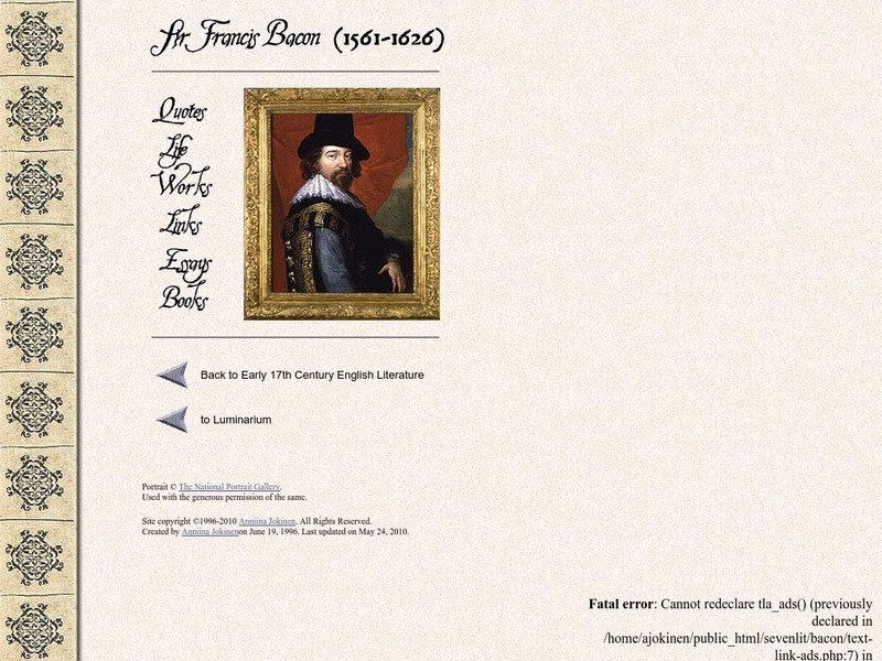 Luminarium: Sir Francis Bacon Website Luminarium: Sir Francis Bacon Website