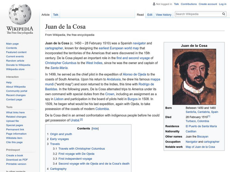 Wikipedia: Juan De La Cosa Handout
