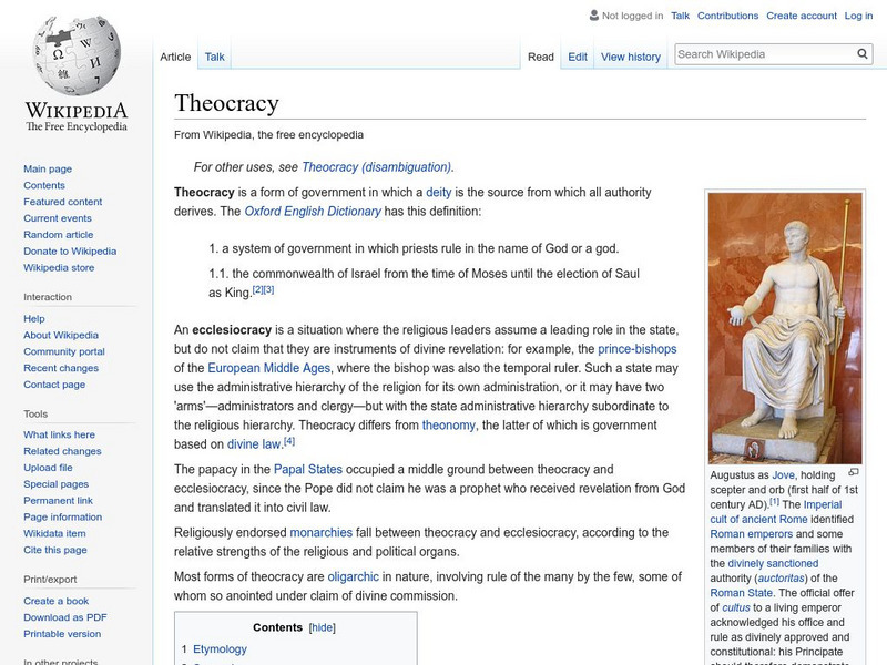 Wikipedia: Theocracy Handout