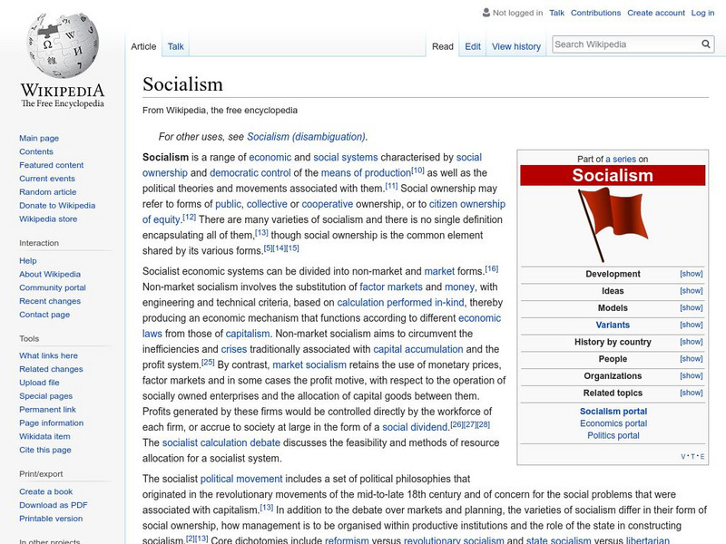 Wikipedia: Socialism Handout Wikipedia: Socialism Handout