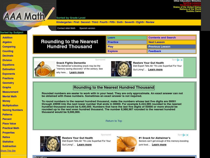 Aaa Math: Round to Nearest Hundred Thousand Unit Plan Aaa Math: Round to Nearest Hundred Thousand Unit Plan