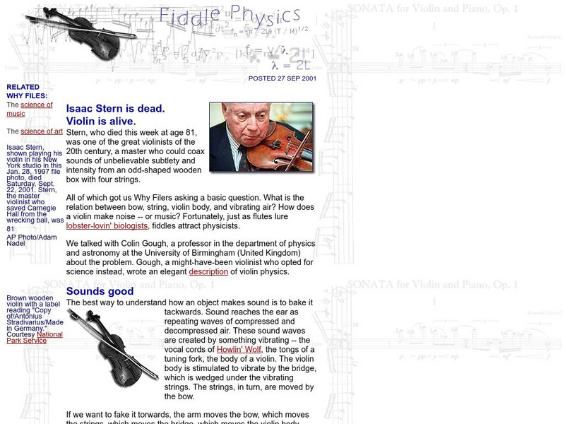 The Why Files: Fiddle Physics Website The Why Files: Fiddle Physics Website