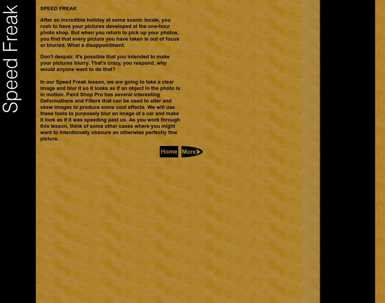 Act Den: Speed Freak Lesson Plan Lesson Plan