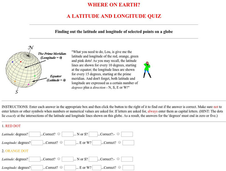 Virtual Geology: Where on Earth: A Latitude and Longitude Quiz Unknown Type Virtual Geology: Where on Earth: A Latitude and Longitude Quiz Unknown Type