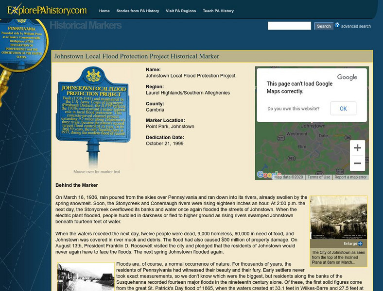 Explore Pa History: Johnstown Flood Handout Explore Pa History: Johnstown Flood Handout