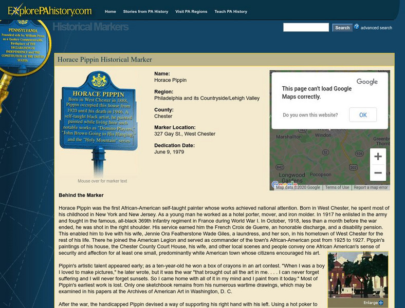 Explore Pa History: Horace Pippin Handout Explore Pa History: Horace Pippin Handout