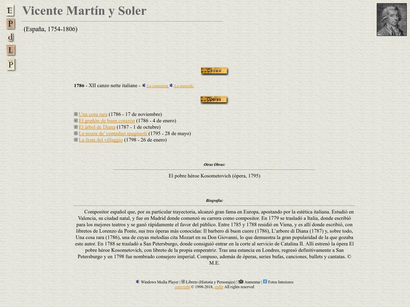 E Pd Lp: Vicente Martin Y Soler Handout E Pd Lp: Vicente Martin Y Soler Handout