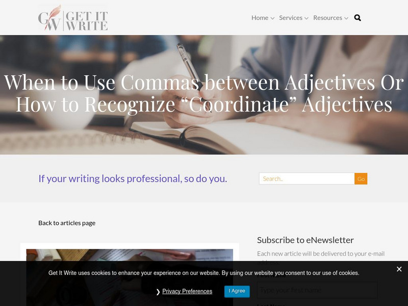 Get It Write: Commas With Coordinate Adjectives Handout Get It Write: Commas With Coordinate Adjectives Handout