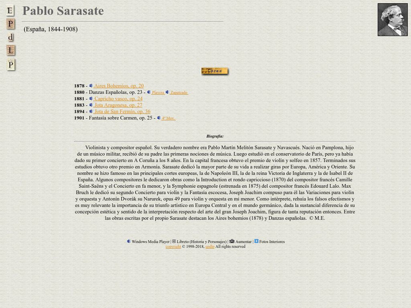 E Pd Lp: Pablo Sarasate Handout E Pd Lp: Pablo Sarasate Handout