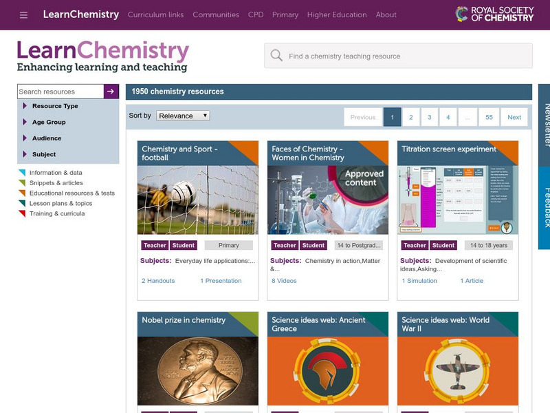 Royal Society of Chemistry: Learn Chemistry: Resources for Students Website Royal Society of Chemistry: Learn Chemistry: Resources for Students Website