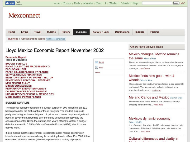 Mex Connect: Lloyd Mexico Economic Report November 2002 Website Mex Connect: Lloyd Mexico Economic Report November 2002 Website