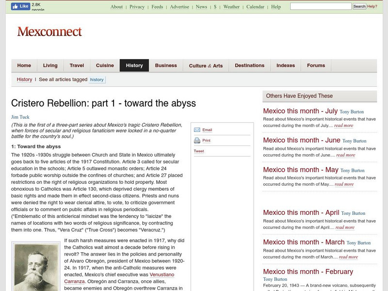 Mex Connect: History of Mexico: The Cristero Rebellion Website Mex Connect: History of Mexico: The Cristero Rebellion Website