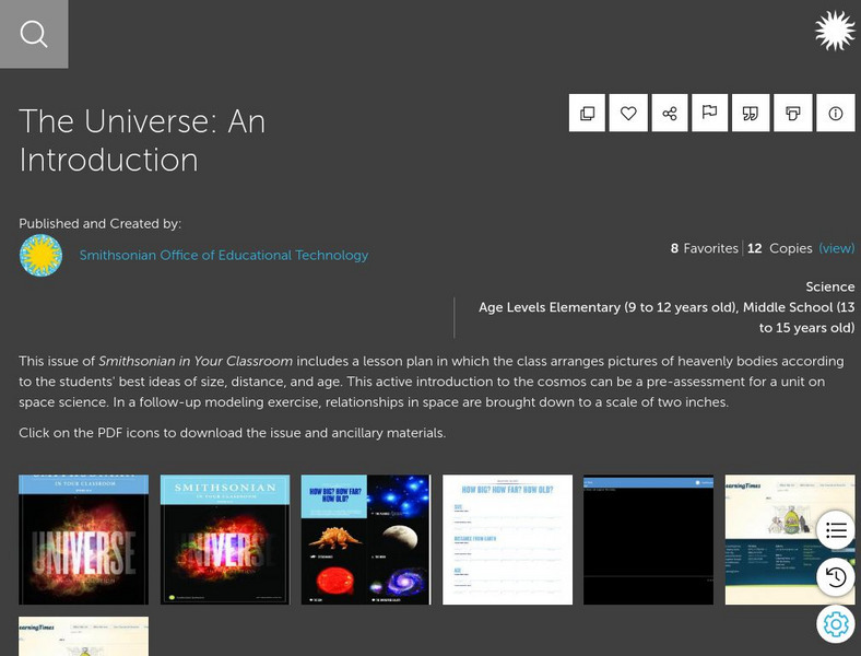 Smithsonian Learning Lab: The Universe, an Introduction Lesson Plan