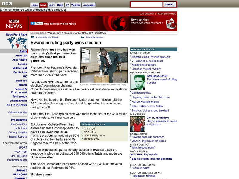 Bbc News: Rwandan Ruling Party Wins Election Website Bbc News: Rwandan Ruling Party Wins Election Website