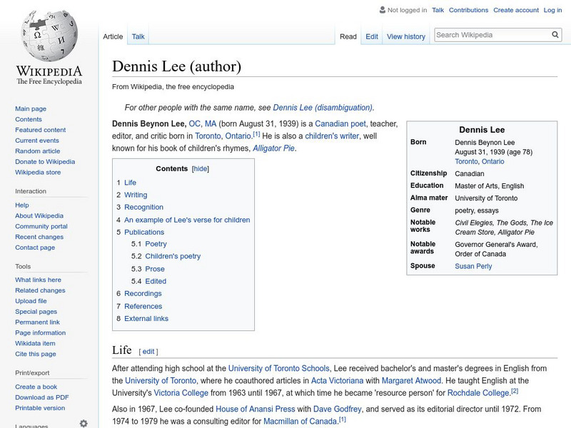 Wikipedia: Dennis Lee Handout
