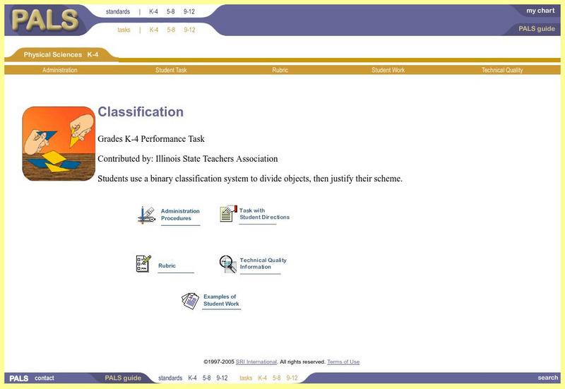 Performance Assessment Links in Science: Classification Activity Performance Assessment Links in Science: Classification Activity