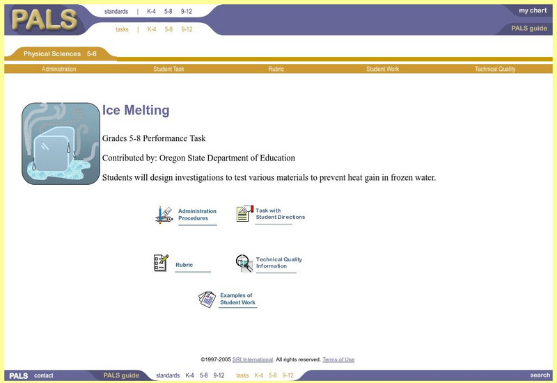 Performance Assessment Links in Science: Ice Melting Activity Performance Assessment Links in Science: Ice Melting Activity