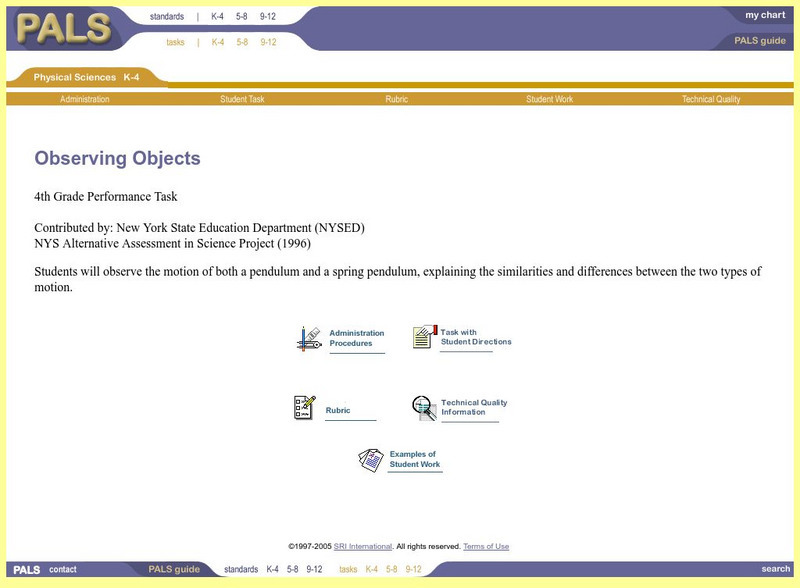 Performance Assessment Links in Science: Observing Objects Activity Performance Assessment Links in Science: Observing Objects Activity