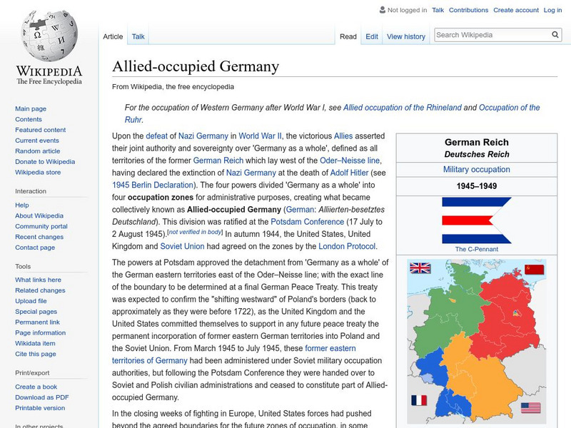 Wikipedia: Allied Occupied Germany Handout