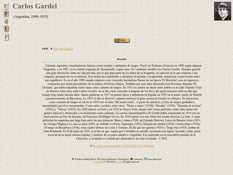 E Pd Lp: Carlos Gardel Handout E Pd Lp: Carlos Gardel Handout