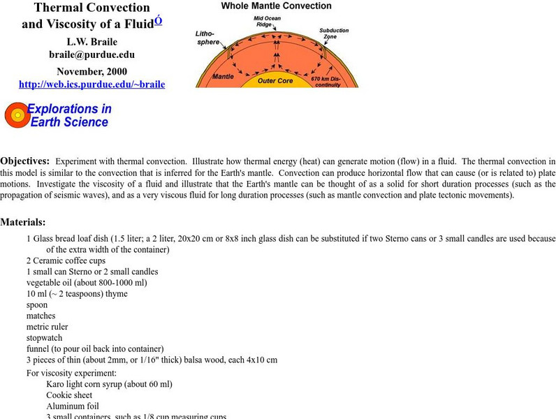 Purdue University: Thermal Convection Handout Purdue University: Thermal Convection Handout