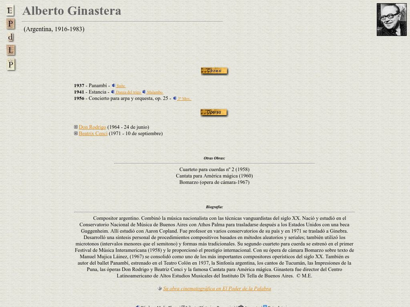 E Pd Lp: Alberto Ginastera Handout E Pd Lp: Alberto Ginastera Handout
