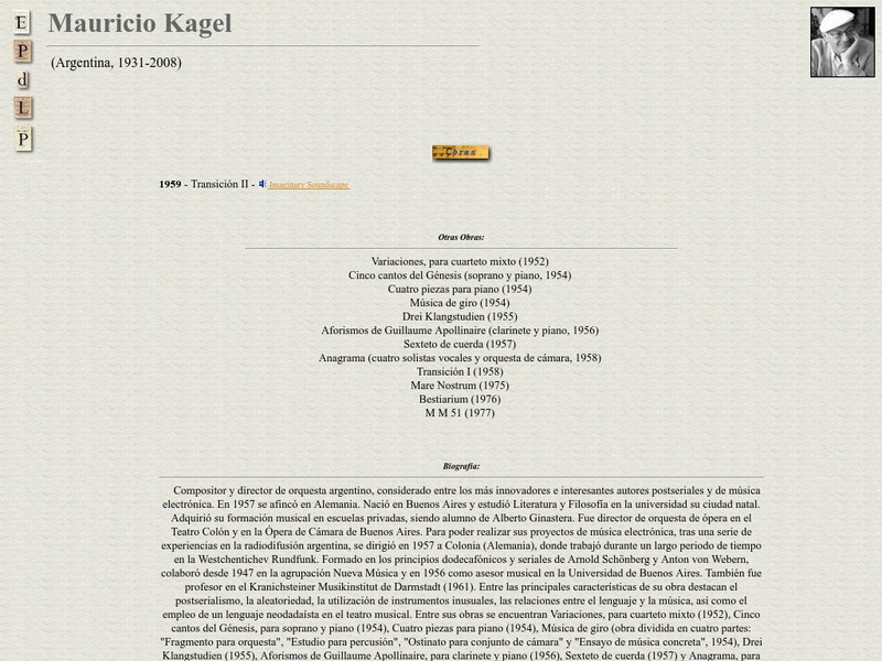 E Pd Lp: Mauricio Kagel Handout E Pd Lp: Mauricio Kagel Handout