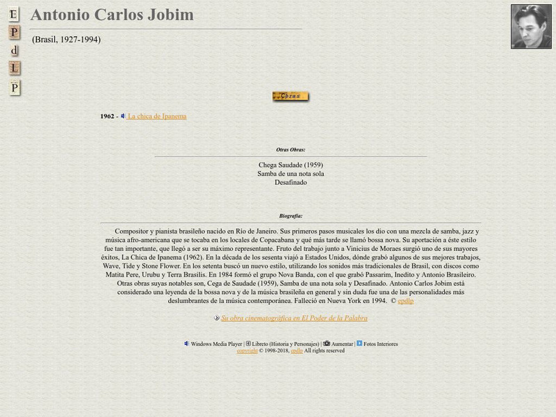 E Pd Lp: Antonio Carlos Jobim Handout E Pd Lp: Antonio Carlos Jobim Handout