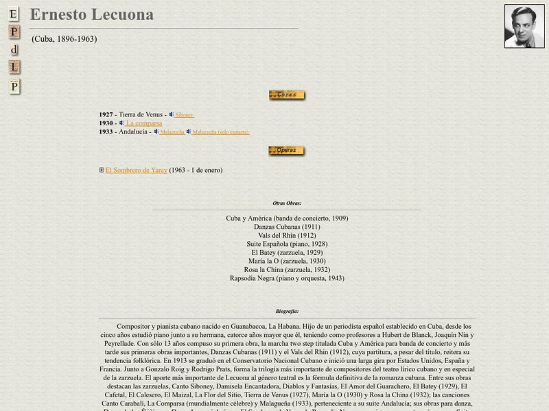 E Pd Lp: Ernesto Lecuona Handout E Pd Lp: Ernesto Lecuona Handout
