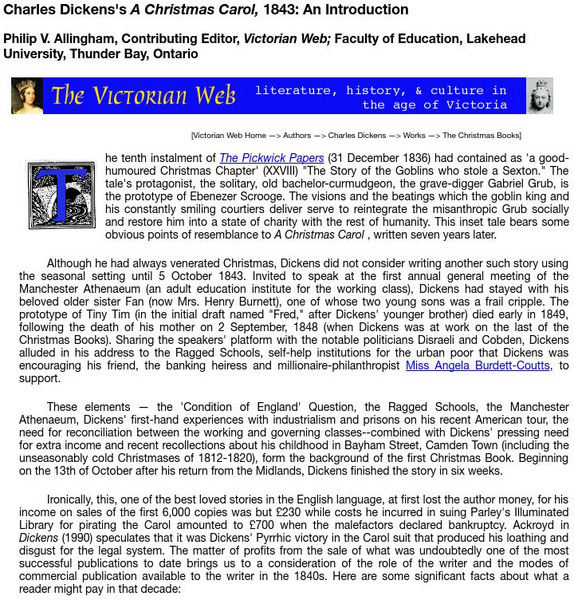 The Victorian Web: Charles Dickens's a Christmas Carol, 1843 Website The Victorian Web: Charles Dickens's a Christmas Carol, 1843 Website
