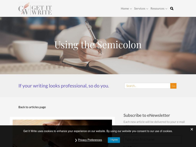 Get It Write: Using the Semicolon Unit Plan