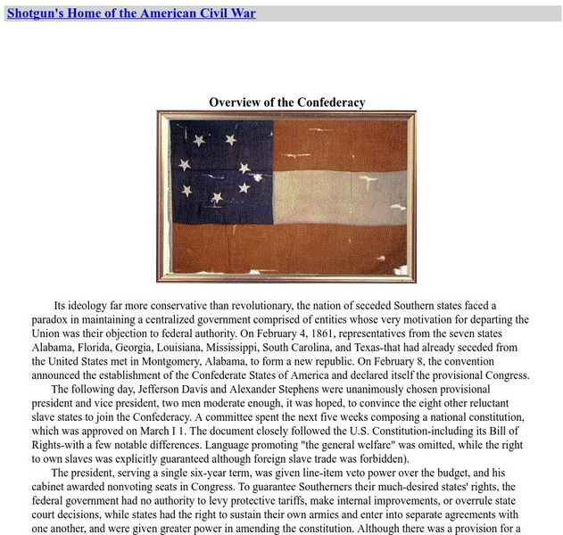 Home of the American Civil War: Overview of Confederacy Handout Home of the American Civil War: Overview of Confederacy Handout
