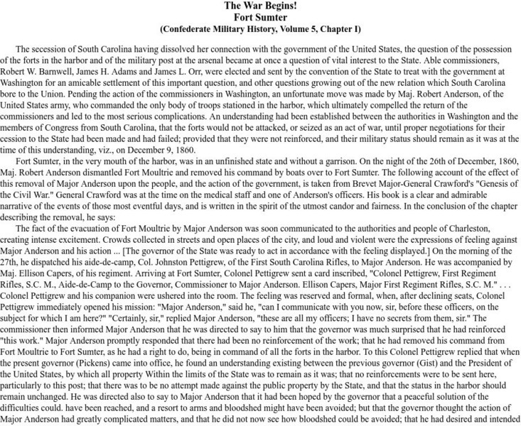 Home of the American Civil War: The War Begins Handout Home of the American Civil War: The War Begins Handout