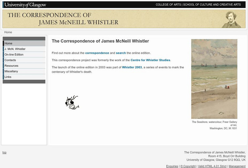 University of Glasgow: Correspondence of James Mc Neill Whistler Website University of Glasgow: Correspondence of James Mc Neill Whistler Website