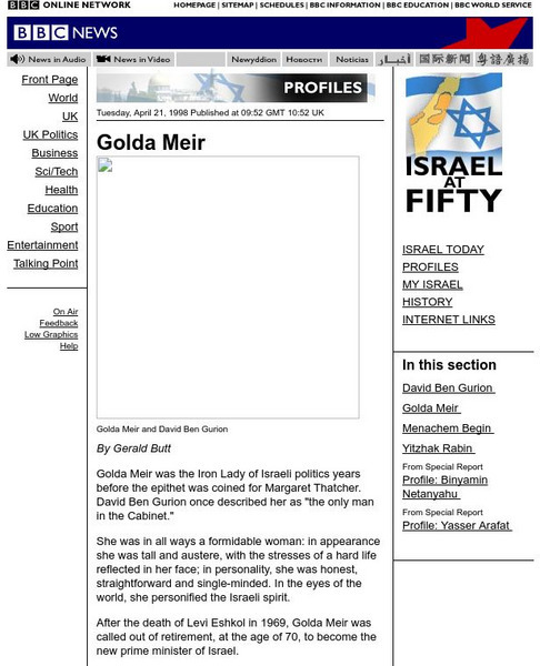 Bbc News: Golda Meir Website Bbc News: Golda Meir Website