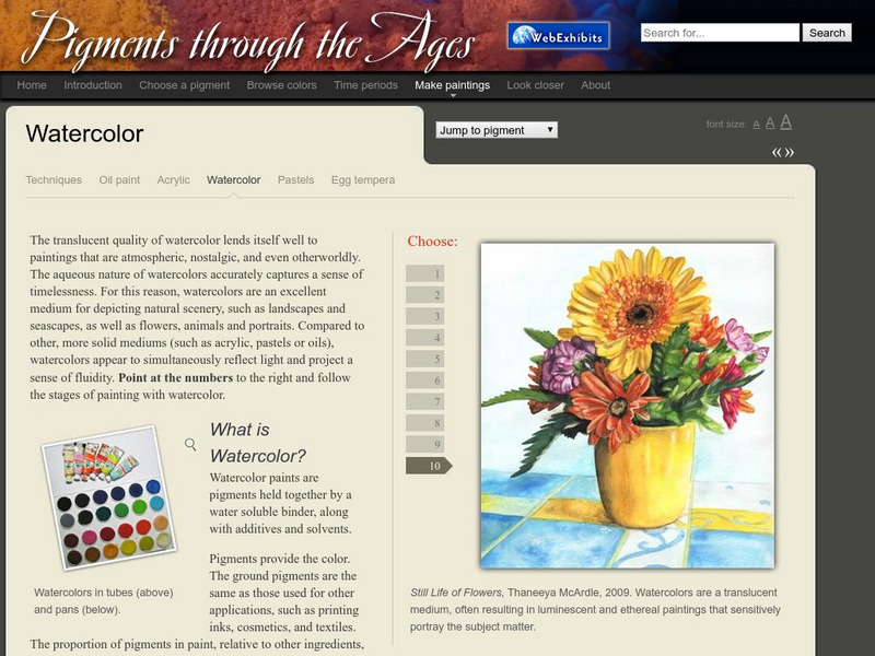 Web Exhibits: Pigments Through the Ages: Watercolor Website