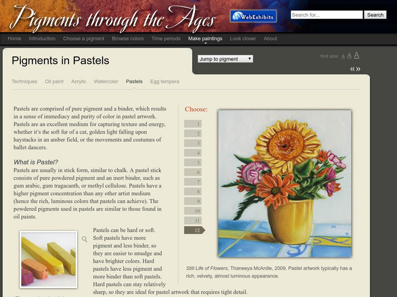 Web Exhibits: Pigments Through the Ages: Pigments in Pastel Article