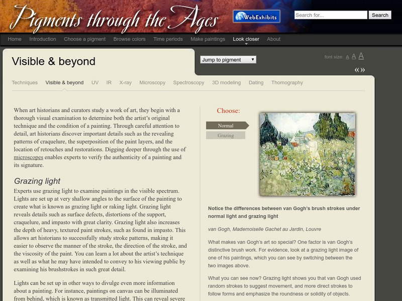 Web Exhibits: Pigments Through the Ages: Look Closer: Visible and Beyond Article Web Exhibits: Pigments Through the Ages: Look Closer: Visible and Beyond Article