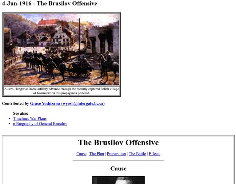 Worldwar1.com: Trenches on the Web: 4 Jun 1916 the Brusilov Offensive Handout Worldwar1.com: Trenches on the Web: 4 Jun 1916 the Brusilov Offensive Handout