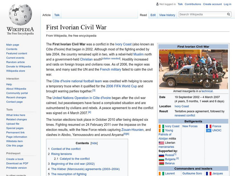 Wikipedia: First Ivorian Civil War Handout