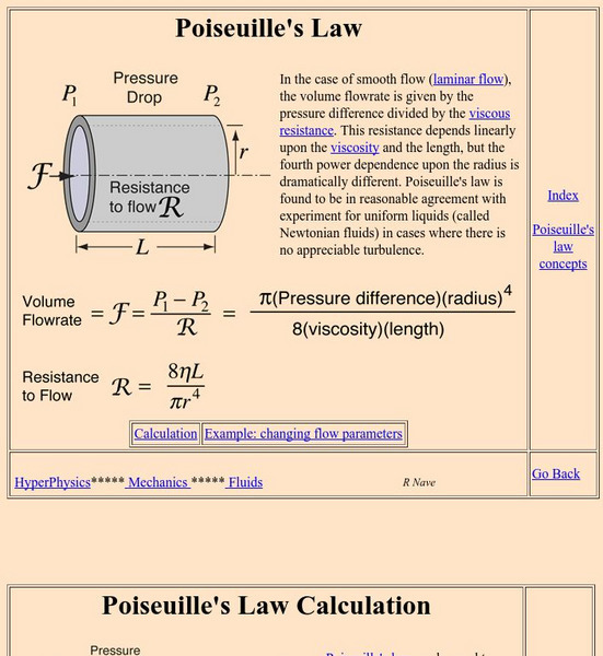 Georgia State University: Hyper Physics: Poiseuille's Law Handout Georgia State University: Hyper Physics: Poiseuille's Law Handout