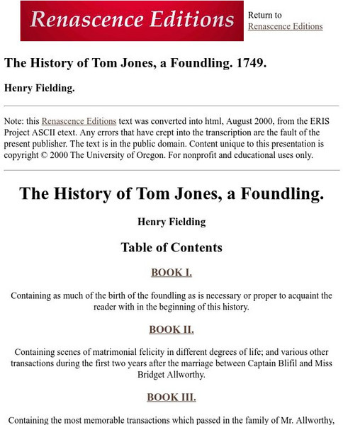Luminarium: The History of Tom Jones eBook Luminarium: The History of Tom Jones eBook