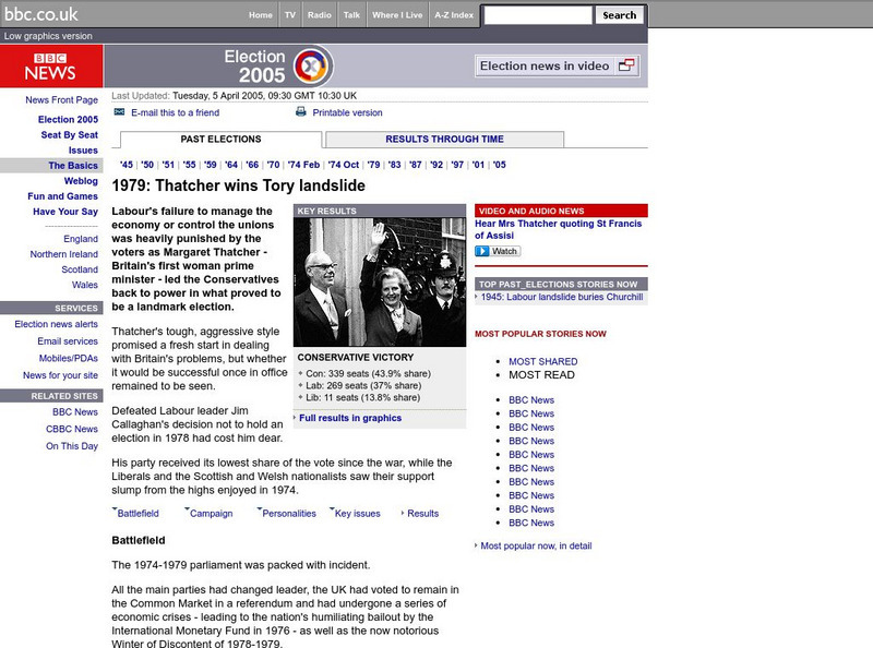 Bbc: 1979: Thatcher Wins Tory Landslide Article Bbc: 1979: Thatcher Wins Tory Landslide Article