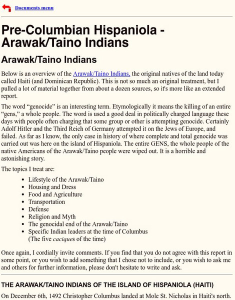 World History Archives: Hartford Web Pub.: Pre Columbian Hispaniola Article World History Archives: Hartford Web Pub.: Pre Columbian Hispaniola Article