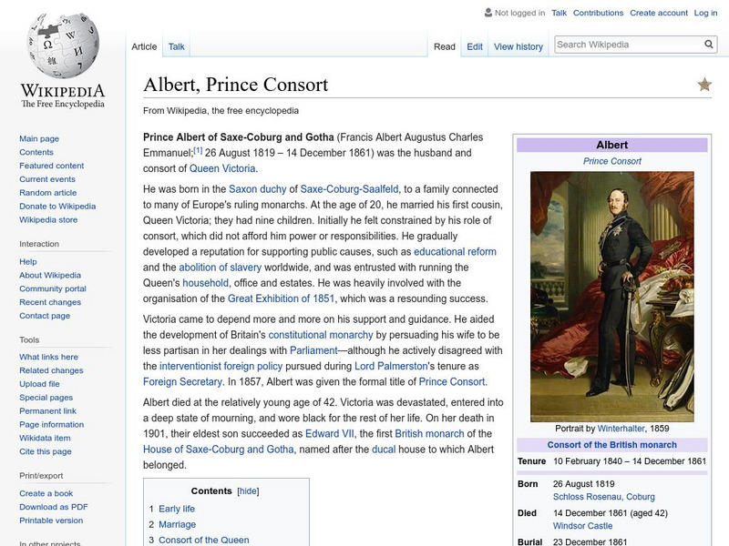 Wikipedia: Albert, Prince Consort Handout