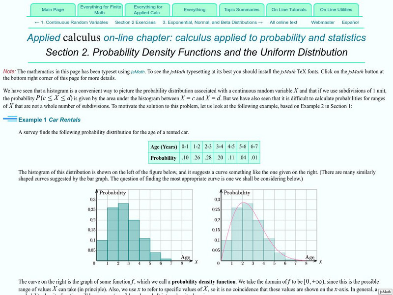 Finite Mathematics & Applied Calculus: Uniform Distribution Graphic
