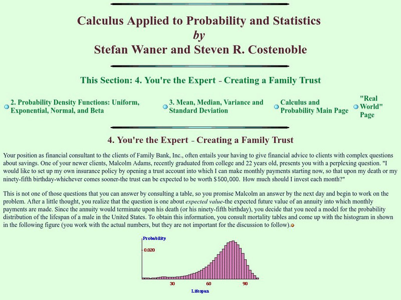 Finite Mathematics & Applied Calculus: Creating a Family Trust Activity Finite Mathematics & Applied Calculus: Creating a Family Trust Activity