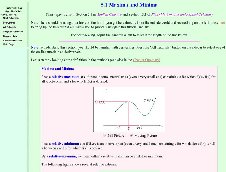 Finite Mathematics & Applied Calculus: Maxima and Minima Unknown Type Finite Mathematics & Applied Calculus: Maxima and Minima Unknown Type